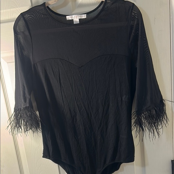 Boston Proper Black Pleated Embellished Bobysuit - Picture 7 of 7